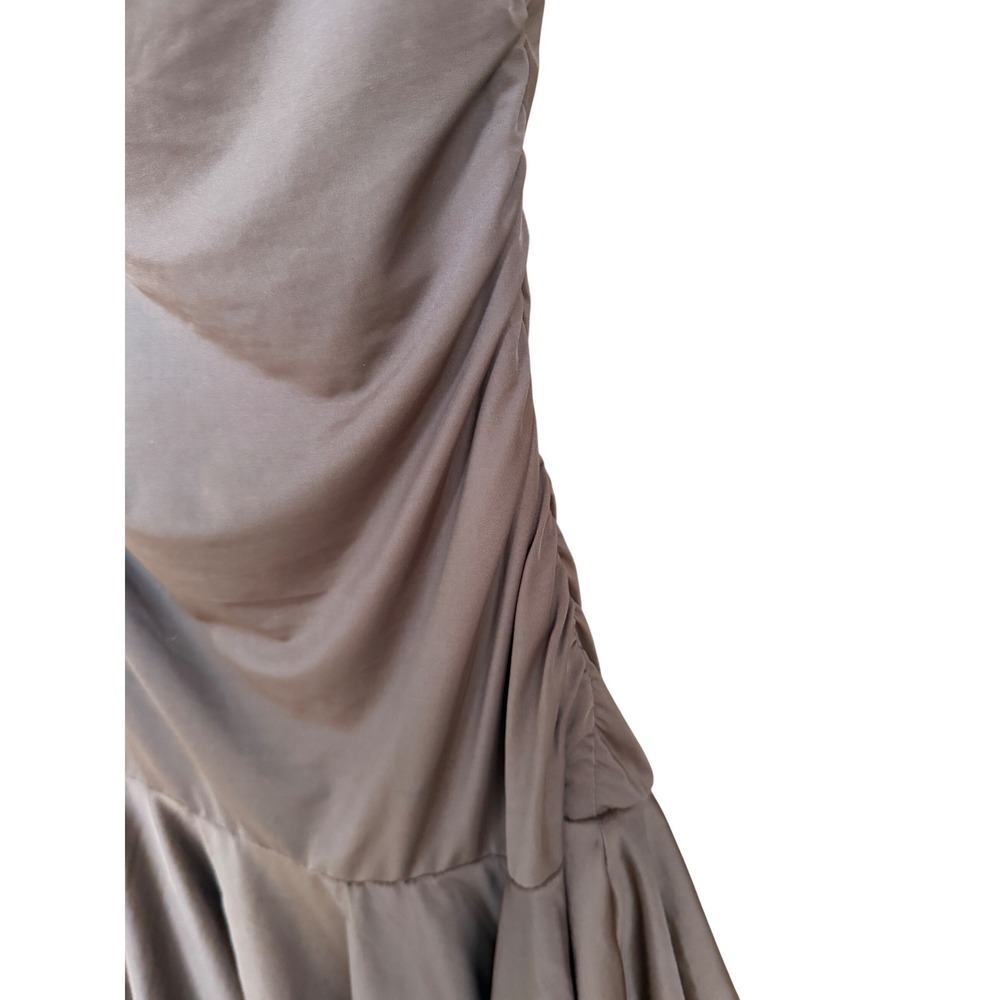 Bar III Womens Brown Ruched Cowl Neck Ruffle Hem Bodycon Mini Dress Size S - Picture 9 of 10